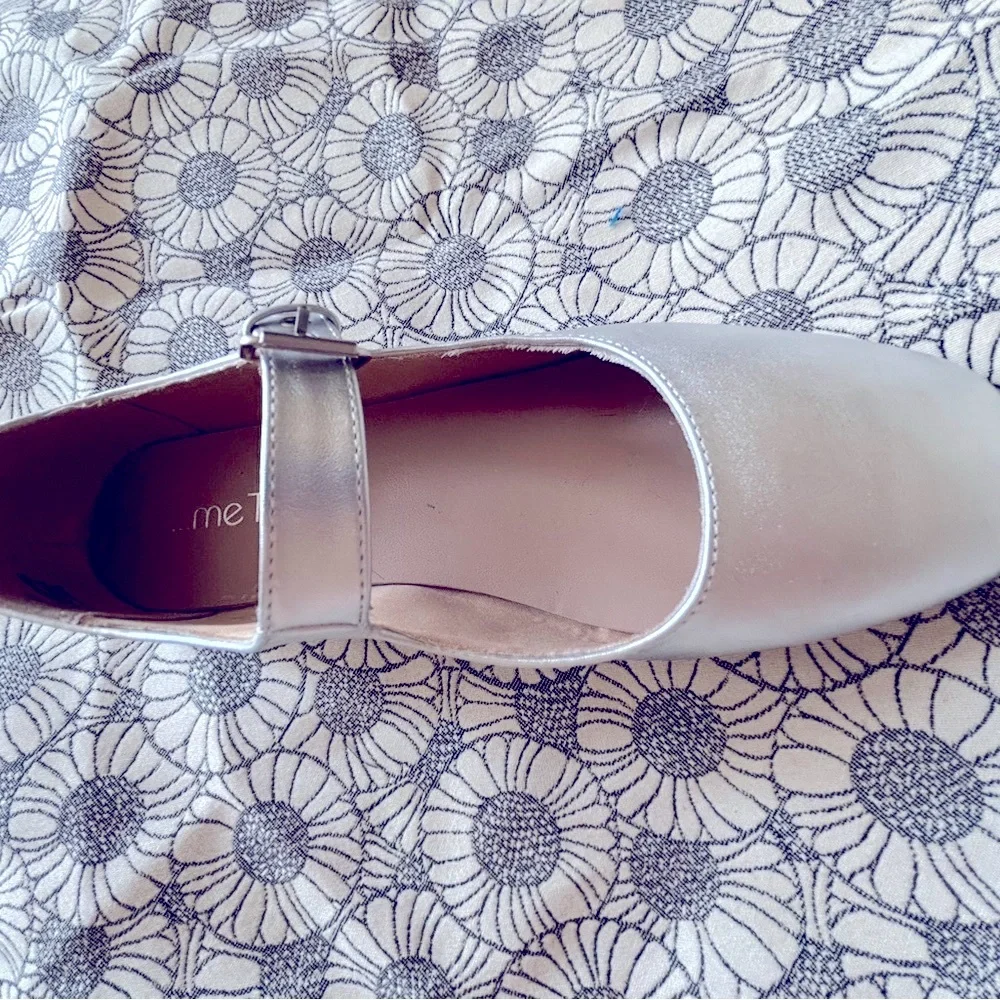 Silver Flat Mary Jane whimsigoth grunge fairy Wide Ballet Shoes by Me Too